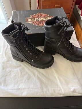 Harley-Davidson Women’s Black Lace-Up Zip Motorcycle Boots